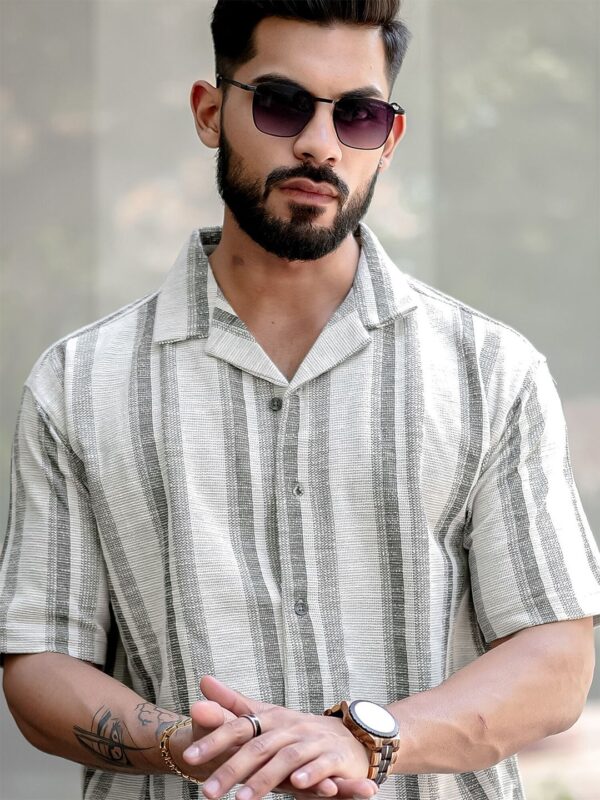 Comfort Striped Oversized Casual Shirt - Image 3